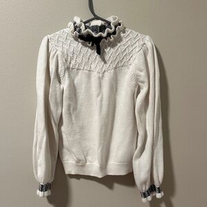 Janie and Jack White Ruffled Turtleneck Sweater